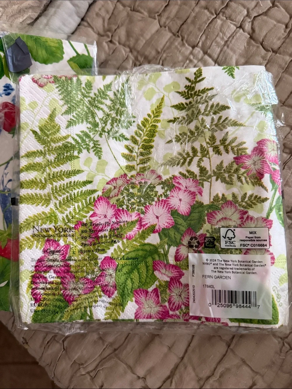 Caspari napkins 4 red berryFloral 11 strawberry 16 fern garden 17 pots  13 punch